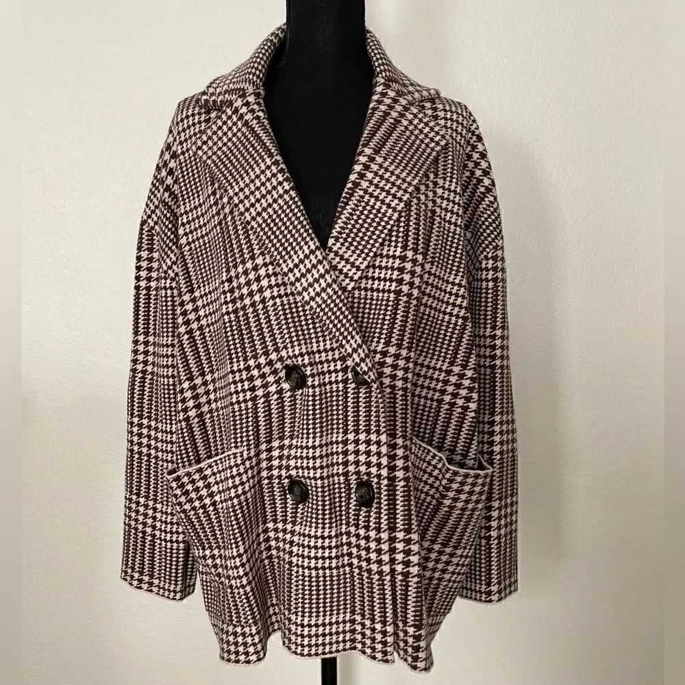 NWT Zara Houndstooth Knit Blazer